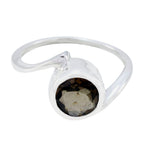 Smoky Quartz Solitaire African 925 Silver Brown Gemstones Featherlight Artisan Ring Jewelry