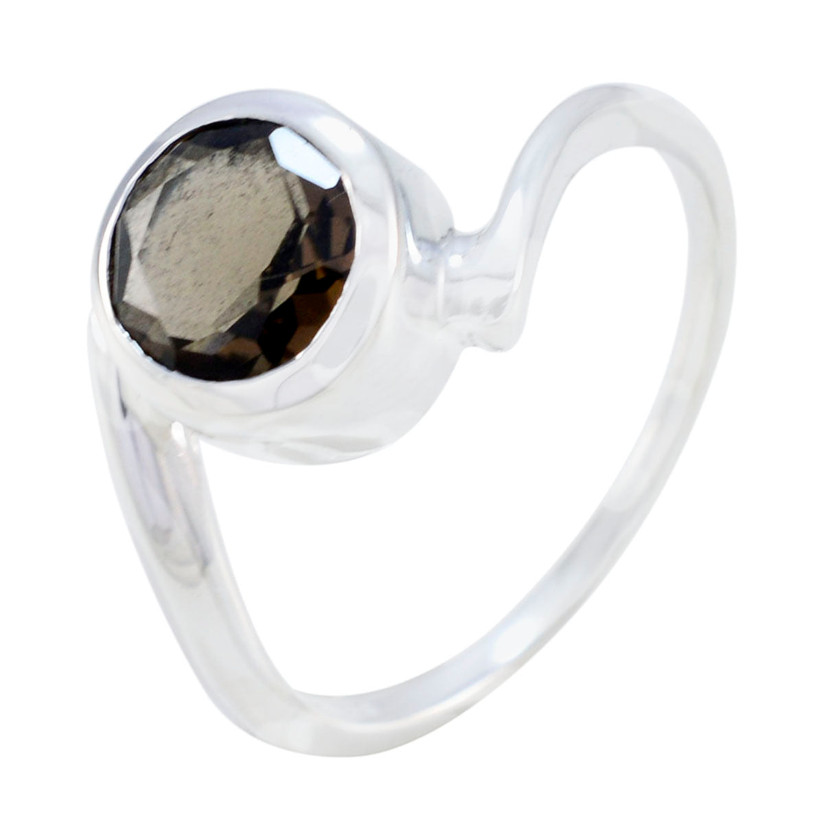 Smoky Quartz Solitaire African 925 Silver Brown Gemstones Featherlight Artisan Ring Jewelry