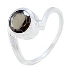 Smoky Quartz Solitaire African 925 Silver Brown Gemstones Featherlight Artisan Ring Jewelry