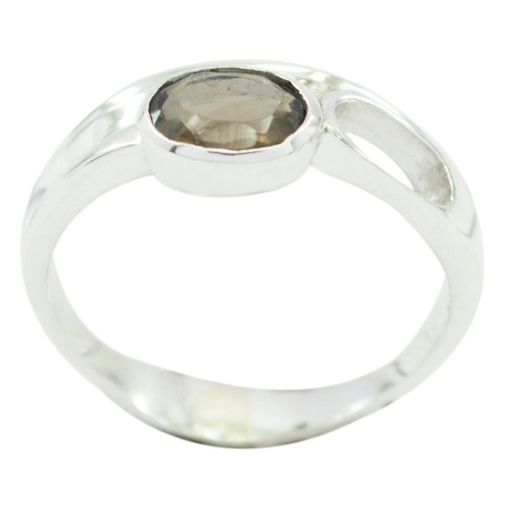 smoky quartz Solitaire Russian Sterling Silver Brown Gems Featherlight Ethnic Ring Jewelry