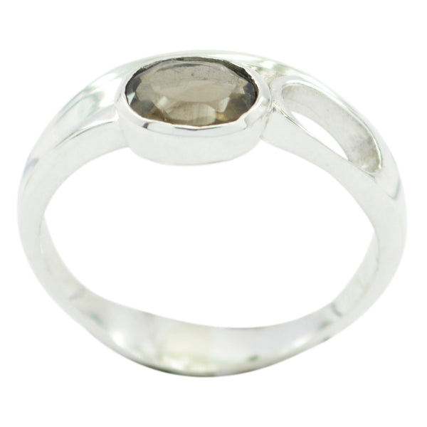 smoky quartz Solitaire Russian Sterling Silver Brown Gems Featherlight Ethnic Ring Jewelry