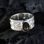 smoky quartz Solitaire Russian Silver Brown Gemstones Mid weight Art Deco Ring Jewelry