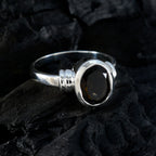 smoky quartz Solitaire French 925 Silver Brown Gemstone Classic  Luxurious Ring Jewellery