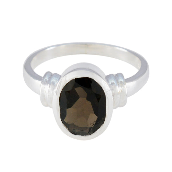 smoky quartz Solitaire French 925 Silver Brown Gemstone Classic  Luxurious Ring Jewellery