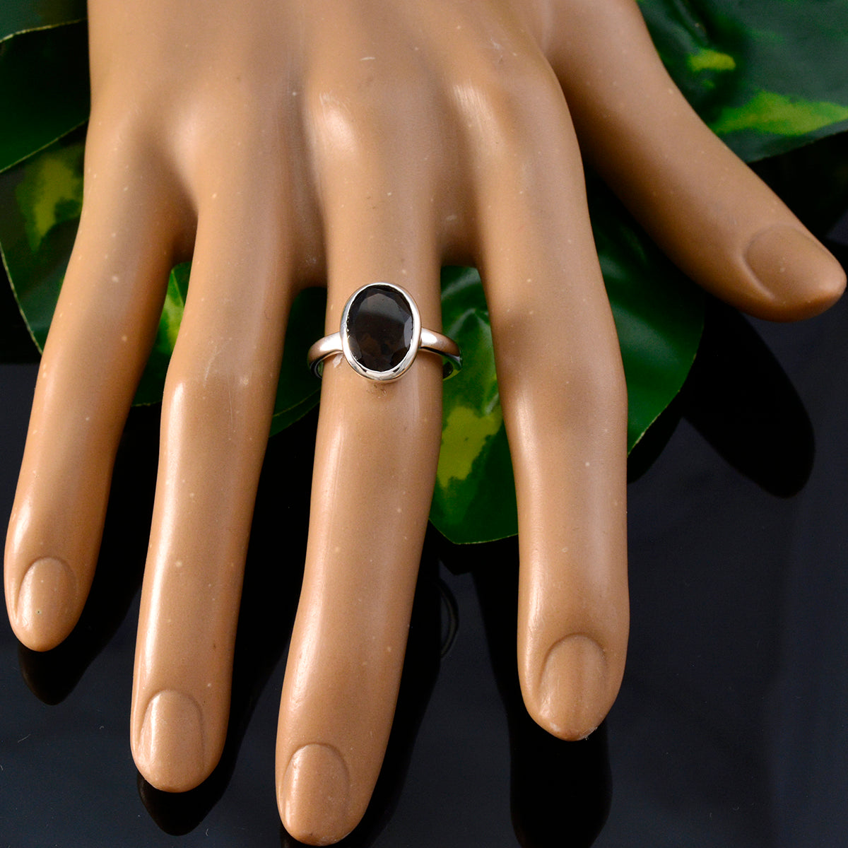 Smoky Quartz Solitaire American Sterling Silver Brown Gemstones Whisper thin Modern Ring Jewellery