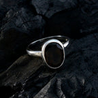 Smoky Quartz Solitaire American Sterling Silver Brown Gemstones Whisper thin Modern Ring Jewellery
