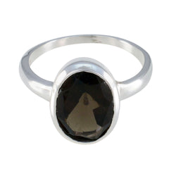 Smoky Quartz Solitaire American Sterling Silver Brown Gemstones Whisper thin Modern Ring Jewellery