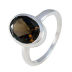 Smoky Quartz Solitaire American Sterling Silver Brown Gemstones Whisper thin Modern Ring Jewellery