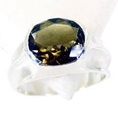 smoky quartz Solitaire Moroccan 925 Sterling Silver Brown Gemstone Minimal Modern Ring Jewelry