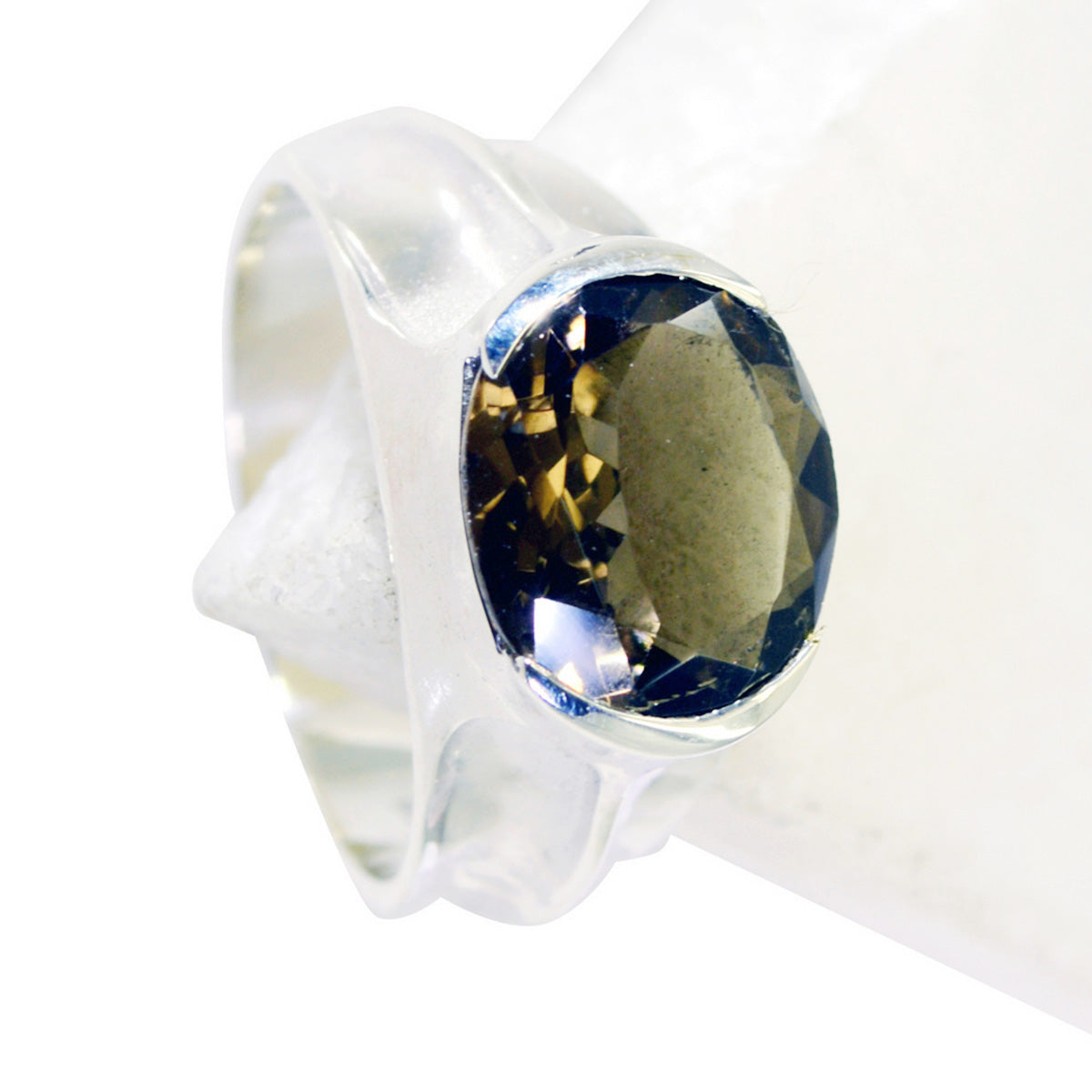 smoky quartz Solitaire Moroccan 925 Sterling Silver Brown Gemstone Minimal Modern Ring Jewelry Secondary image