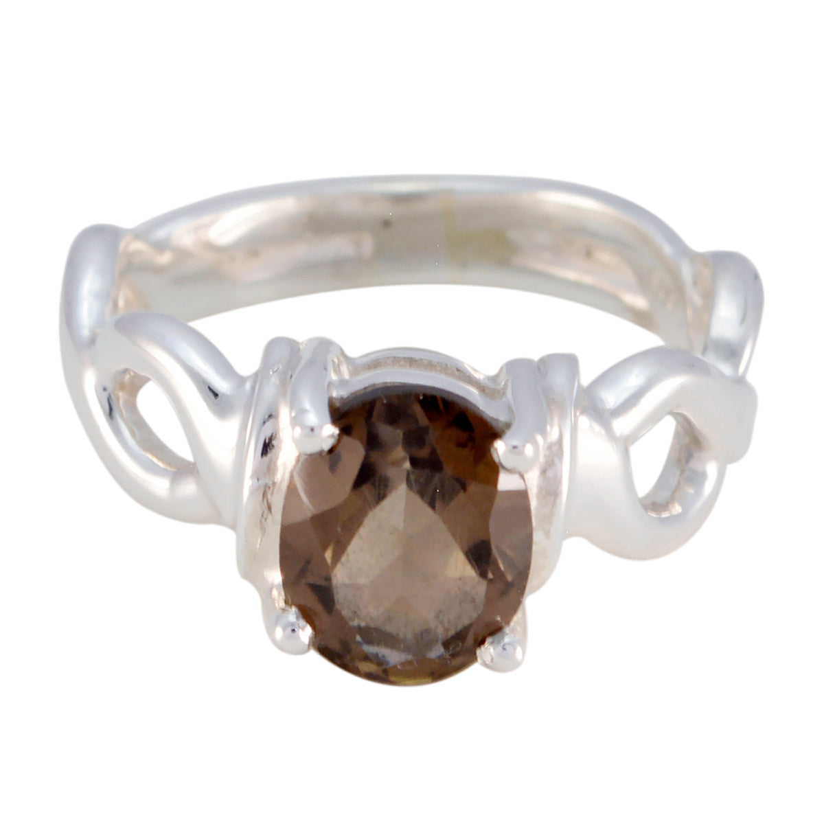 smoky quartz Solitaire Latin American Sterling Silver Brown Gemstones Eye catching Rope Wire Ring Jewellery