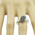 smoky quartz Solitaire Russian Silver Brown Gemstones Minimal Art Deco Ring Jewellery