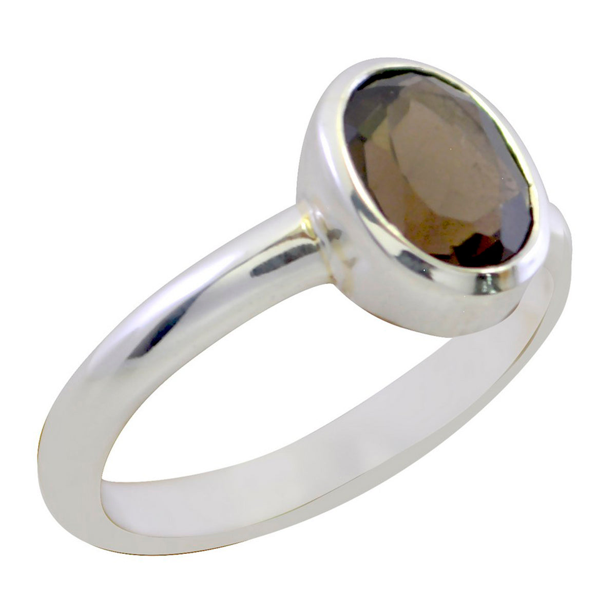 smoky quartz Solitaire American 925 Sterling Silver Brown Gemstone Delicate Luxurious Ring Jewelry Main image