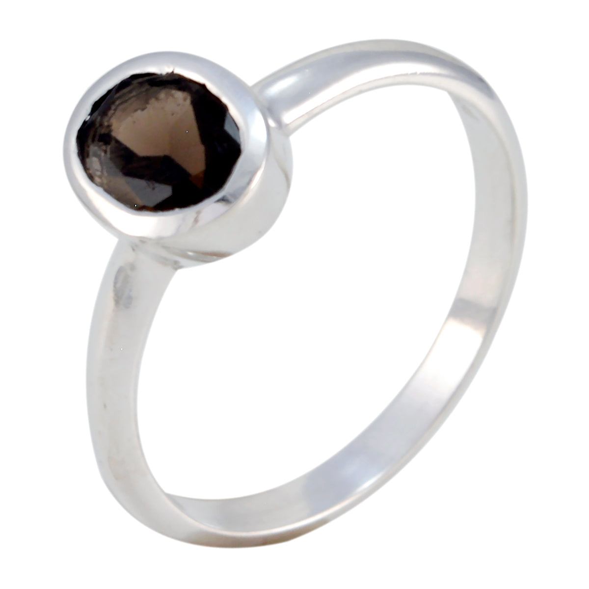 smoky quartz Solitaire American 925 Sterling Silver Brown Gemstone Delicate Luxurious Ring Jewelry