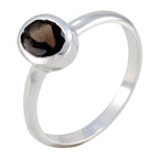 smoky quartz Solitaire American 925 Sterling Silver Brown Gemstone Delicate Luxurious Ring Jewelry