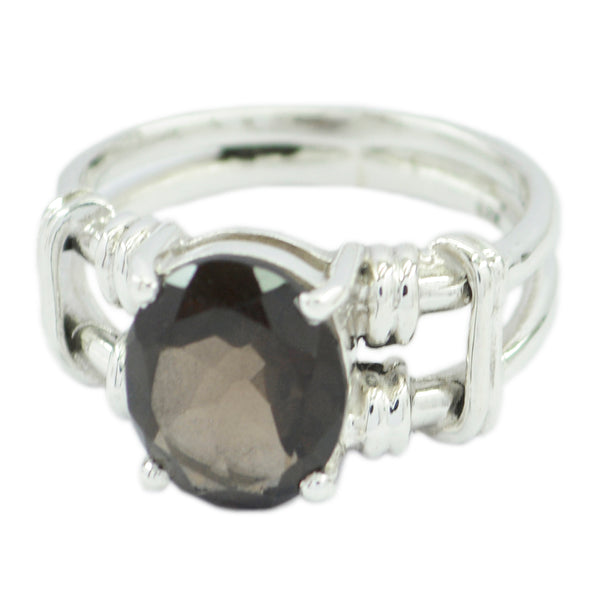 smoky quartz Solitaire Mexican 925 Silver Brown Gemstone Eye catching Rope Wire Ring Jewelry