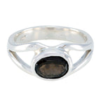 smoky quartz Solitaire American Silver Brown Gemstones Whisper thin Abstract Ring Jewelry