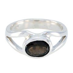 smoky quartz Solitaire American Silver Brown Gemstones Whisper thin Abstract Ring Jewelry