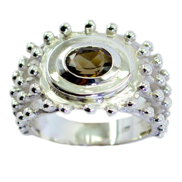 smoky quartz Solitaire African 92.5 Silver Brown Gems Essential  Retro Ring Jewellery
