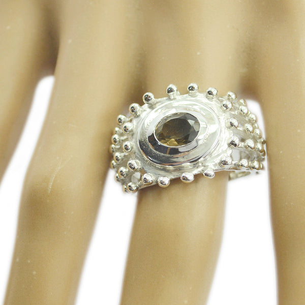 smoky quartz Solitaire African 92.5 Silver Brown Gems Essential  Retro Ring Jewellery