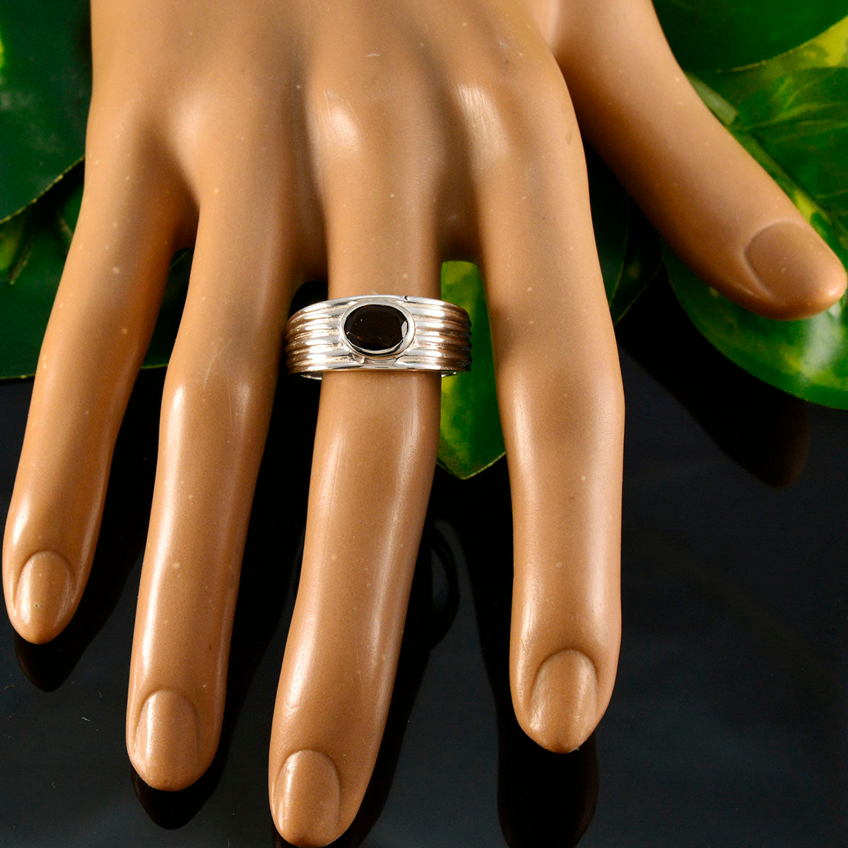 Smoky Quartz Solitaire Russian Silver Brown Gemstones Eye catching propsel Ring Jewellery