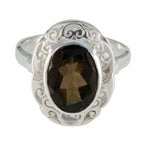 Smoky Quartz Solitaire Italian 925 Silver Brown Gems Edgy Filigree Ring Jewelry