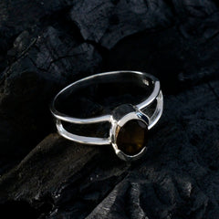 smoky quartz Solitaire Turkish Silver Brown Gemstones Delicate Glamorous Ring Jewelry