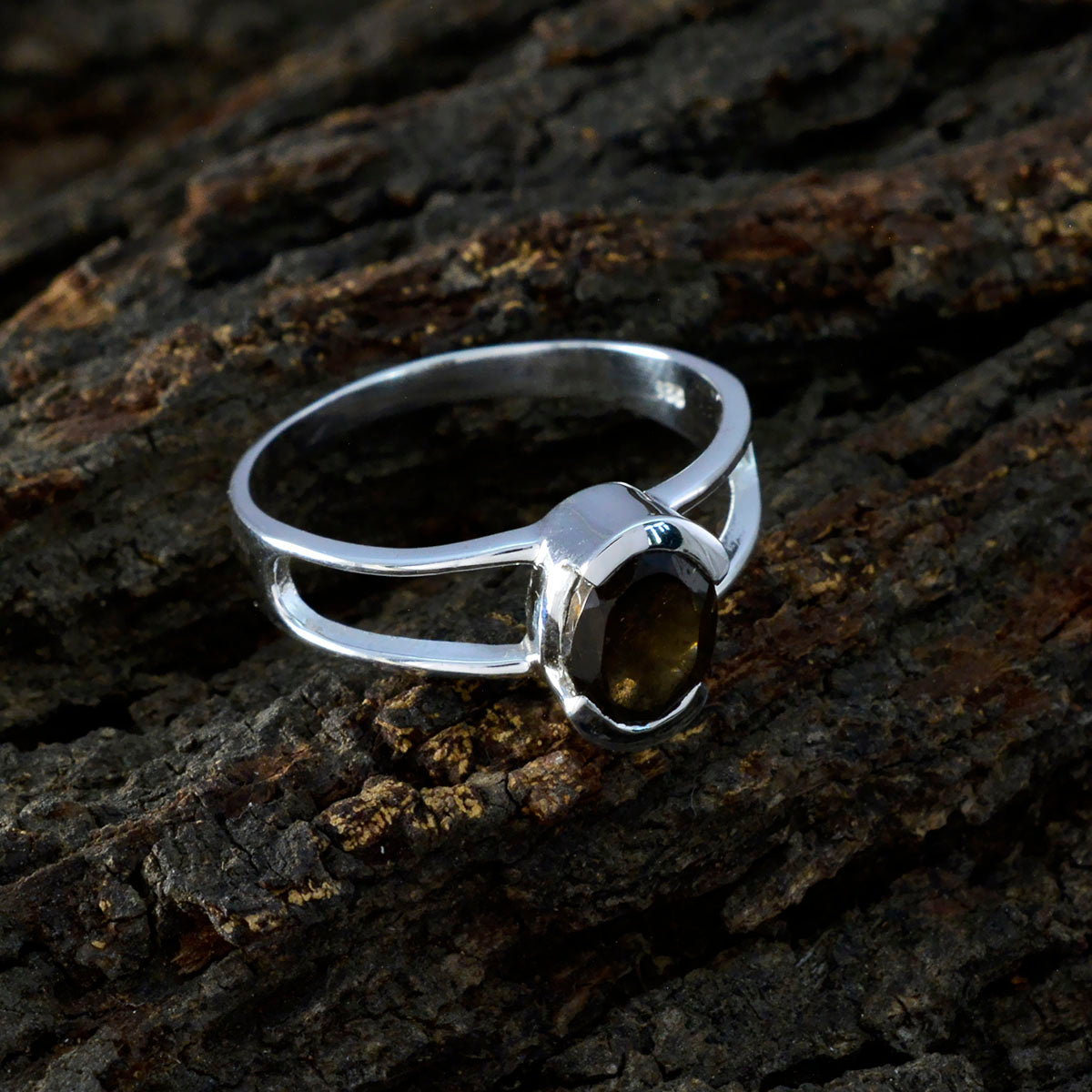 smoky quartz Solitaire Turkish Silver Brown Gemstones Delicate Glamorous Ring Jewelry