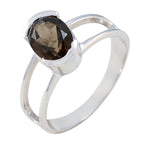 smoky quartz Solitaire Turkish Silver Brown Gemstones Delicate Glamorous Ring Jewelry