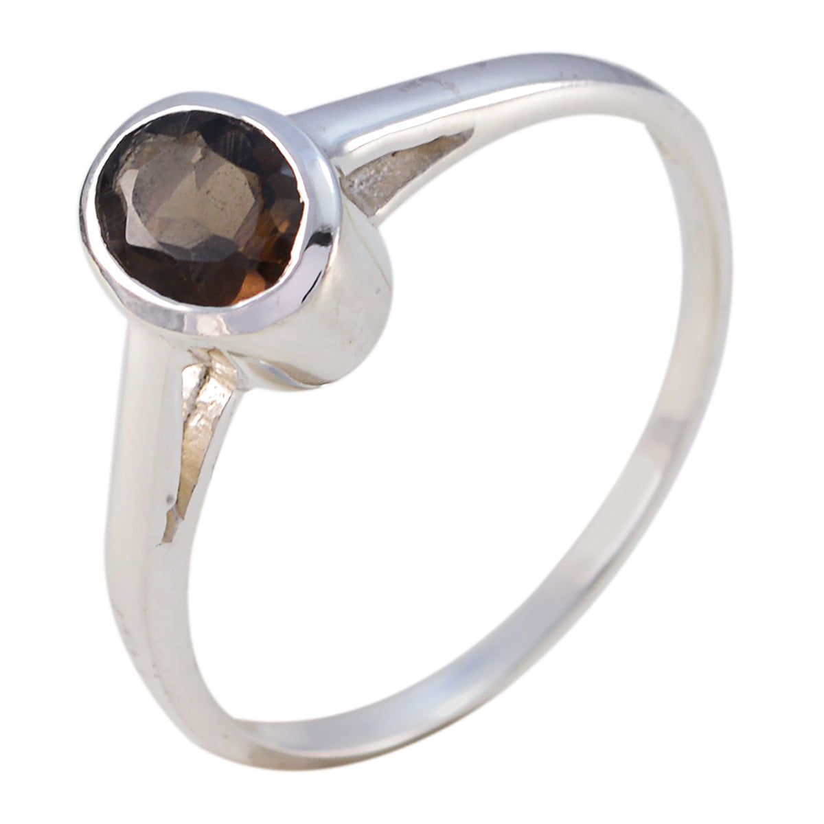 smoky quartz Solitaire Korean 925 Silver Brown Gemstone Delicate Luxurious Ring Jewellery Hoofdafbeelding