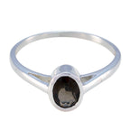 smoky quartz Solitaire Korean 925 Silver Brown Gemstone Delicate Luxurious Ring Jewellery