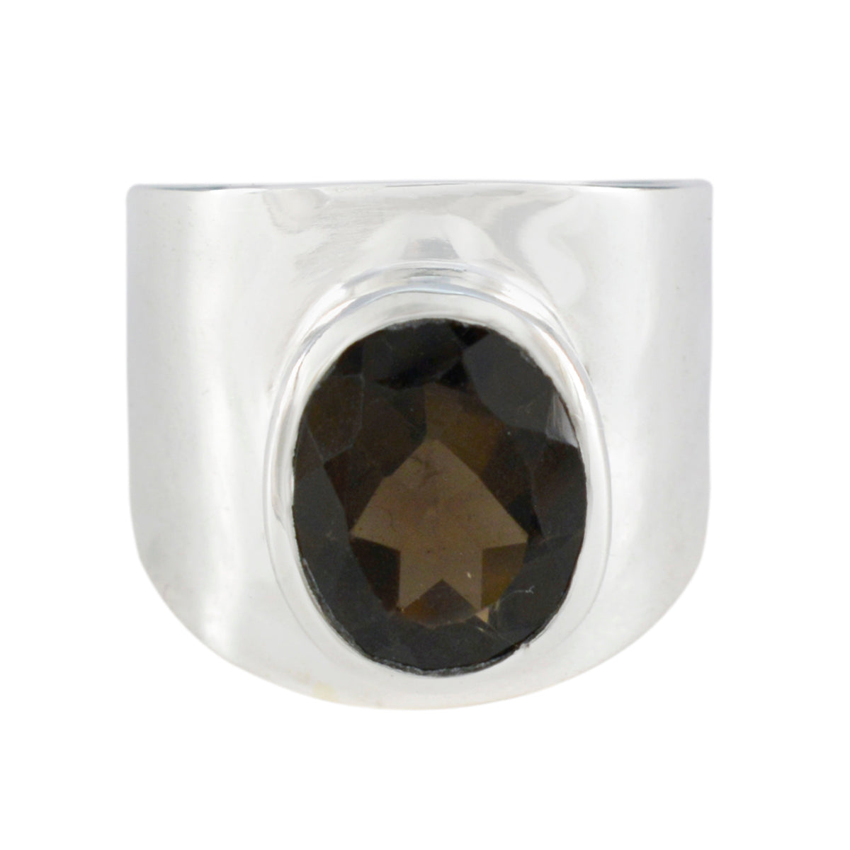 Smoky Quartz Solitaire French Sterling Silver Brown Gems Versatile Armor Ring Jewelry