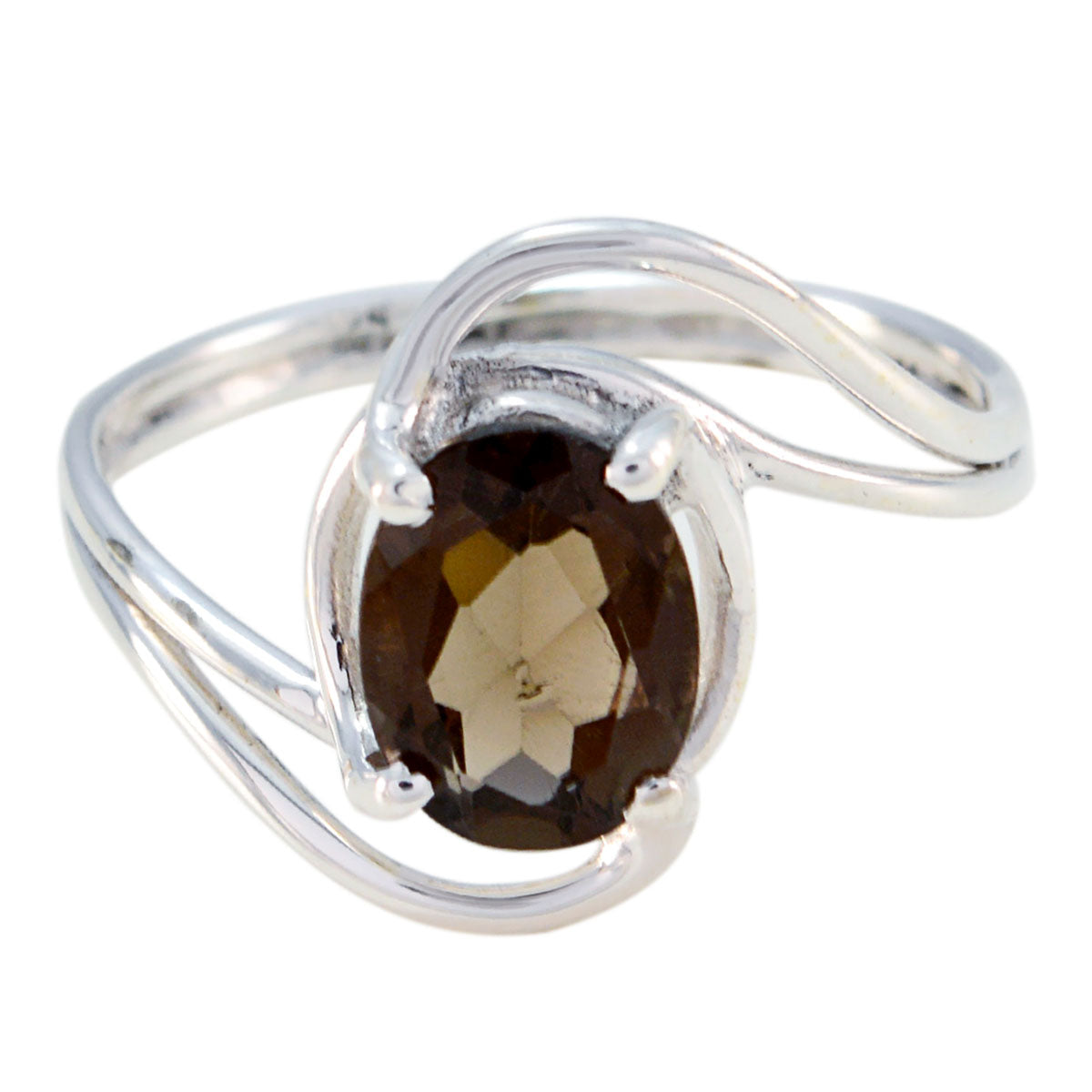 smoky quartz Solitaire American 925 Silver Brown Gems Delicate Feminine Ring Jewelry Huvudsaklig produktbild