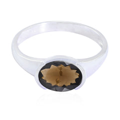 smoky quartz Solitaire Turkish Silvers Brown Gems Dainty Abstract Ring Jewelry