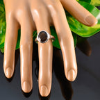 Smoky Quartz Solitaire Indian Sterling Silver Brown Gems Minimal Boho Ring Jewellery