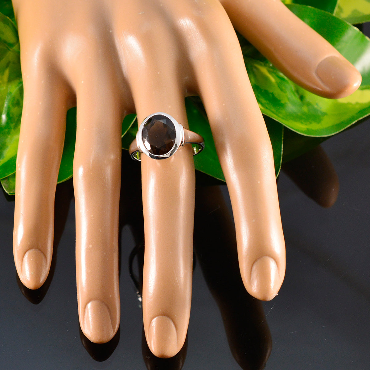 Smoky Quartz Solitaire Indian Sterling Silver Brown Gems Minimal Boho Ring Jewellery