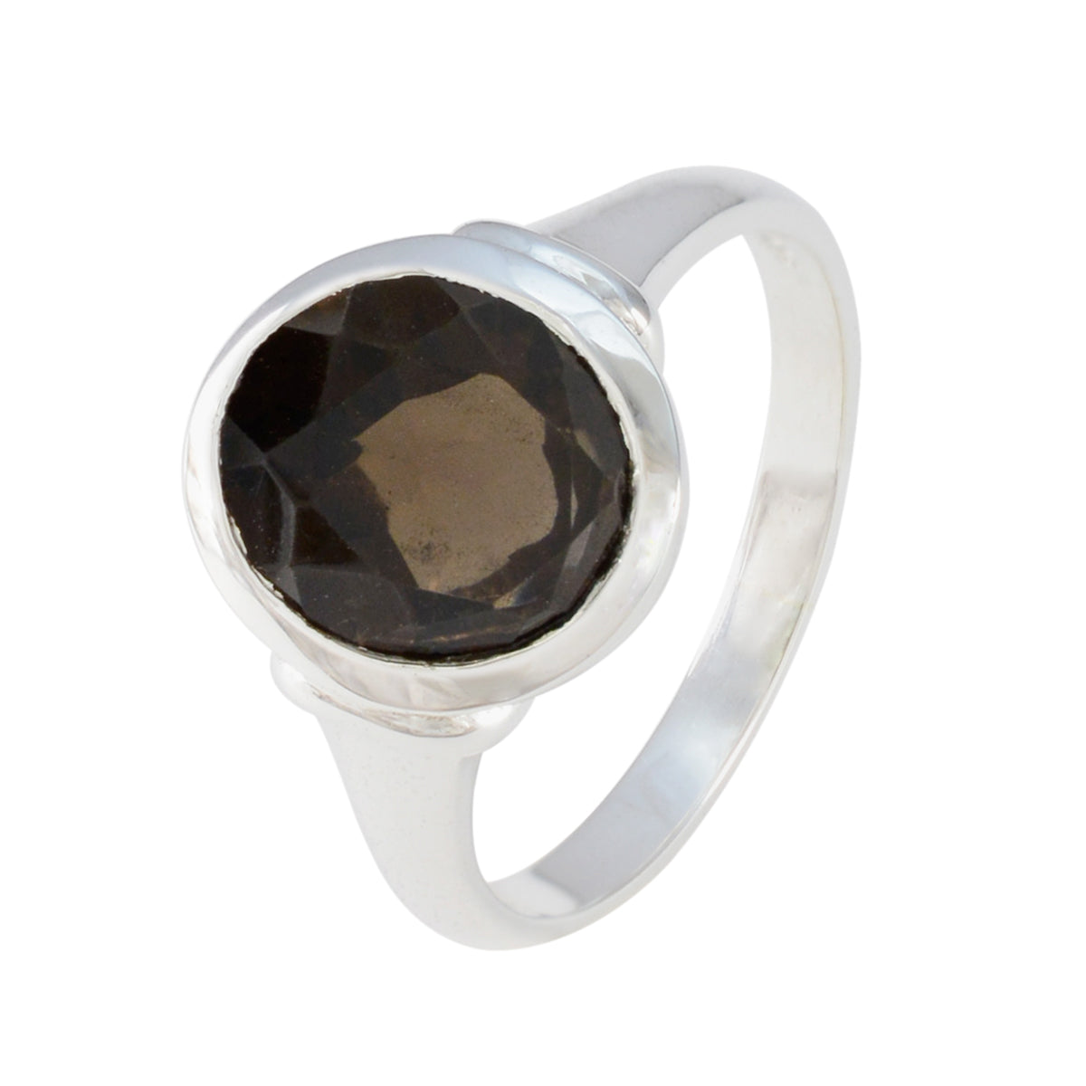 Smoky Quartz Solitaire Indian Sterling Silver Brown Gems Minimal Boho Ring Jewellery