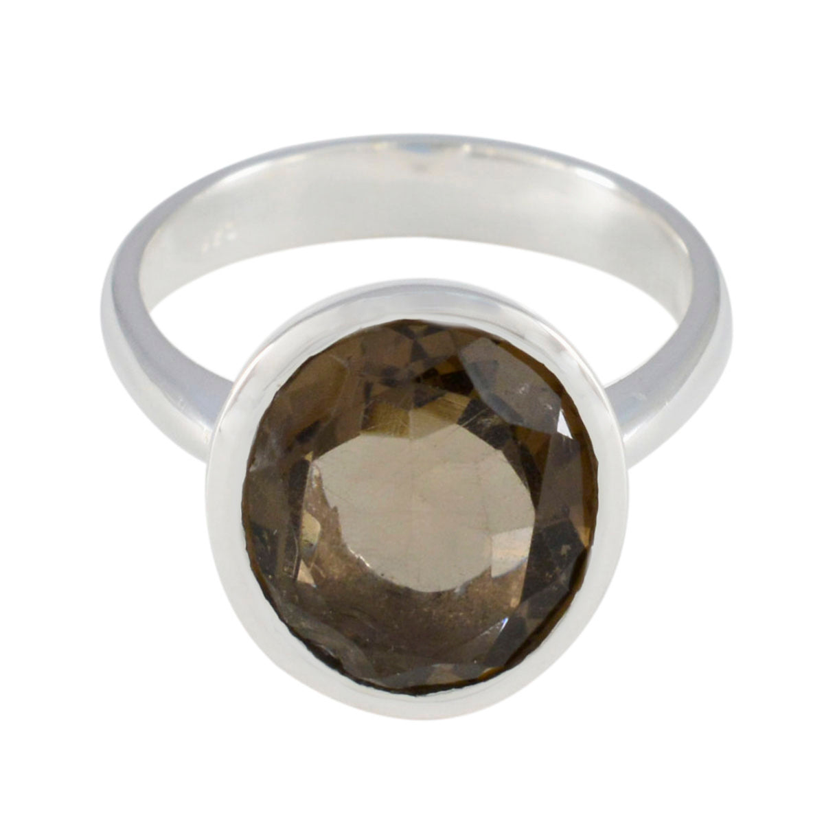 Smoky Quartz Solitaire Russian 925 Sterling Silver Brown Gemstones Minimal Modern Ring Jewelry