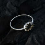 Smoky Quartz Solitaire American 92.5 Silver Brown Gems Elegant  Twist Ring Jewelry