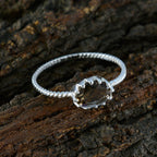 Smoky Quartz Solitaire American 92.5 Silver Brown Gems Elegant  Twist Ring Jewelry