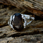 smoky quartz Solitaire African 925 Sterling Silver Brown Gemstones Minimal Artisan Ring Jewellery