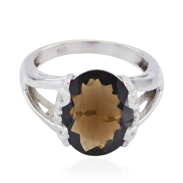 smoky quartz Solitaire African 925 Sterling Silver Brown Gemstones Minimal Artisan Ring Jewellery