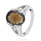 smoky quartz Solitaire African 925 Sterling Silver Brown Gemstones Minimal Artisan Ring Jewellery