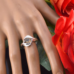 smoky quartz Solitaire German 925 Sterling Silver Brown Gemstone Featherlight Cultural Ring Jewelry