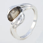 smoky quartz Solitaire German 925 Sterling Silver Brown Gemstone Featherlight Cultural Ring Jewelry