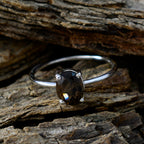 Smoky Quartz Solitaire Japanese Sterling Silver Brown Gems Elegant  Romantic Ring Jewellery