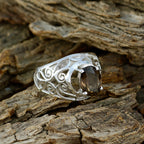 smoky quartz Solitaire Latin American Sterling Silver Brown Gemstone Featherlight Filigree Ring Jewelry