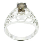 smoky quartz Solitaire Latin American Sterling Silver Brown Gemstone Featherlight Filigree Ring Jewelry