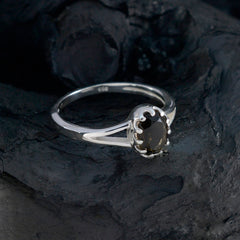 Smoky Quartz Solitaire Japanese Silver Brown Gemstone Dainty Contemporary Ring Jewellery