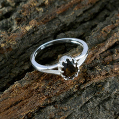 Smoky Quartz Solitaire Japanese Silver Brown Gemstone Dainty Contemporary Ring Jewellery